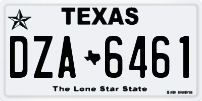 TX license plate DZA6461