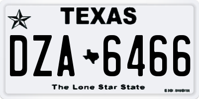TX license plate DZA6466