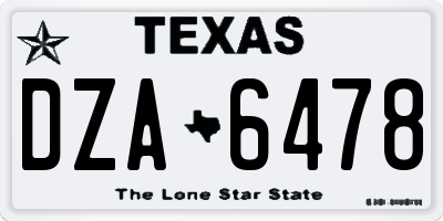 TX license plate DZA6478