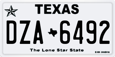 TX license plate DZA6492