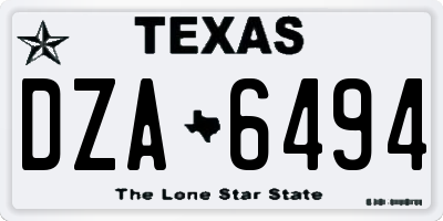 TX license plate DZA6494