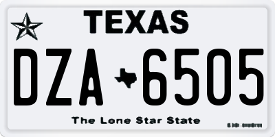 TX license plate DZA6505