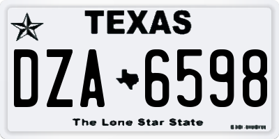 TX license plate DZA6598