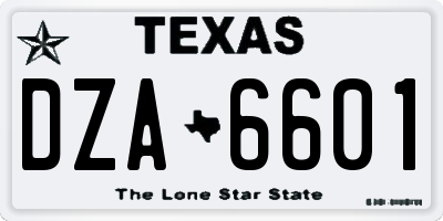 TX license plate DZA6601