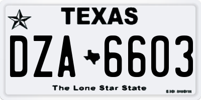 TX license plate DZA6603