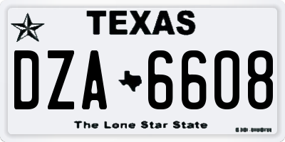 TX license plate DZA6608