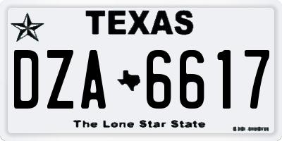 TX license plate DZA6617