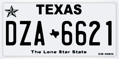 TX license plate DZA6621