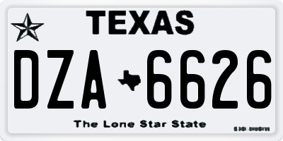 TX license plate DZA6626