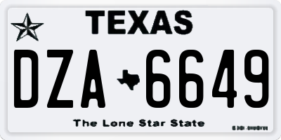 TX license plate DZA6649