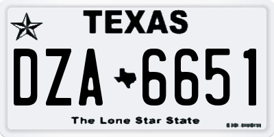 TX license plate DZA6651