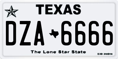 TX license plate DZA6666