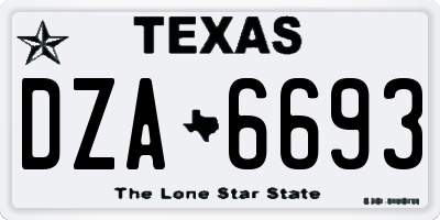 TX license plate DZA6693