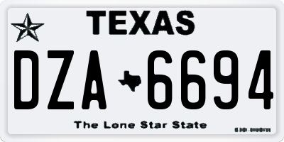 TX license plate DZA6694