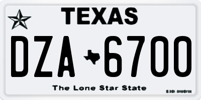 TX license plate DZA6700