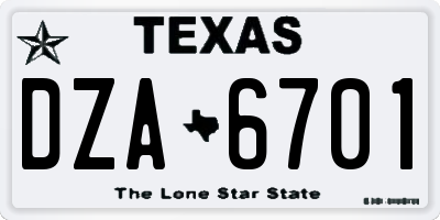 TX license plate DZA6701