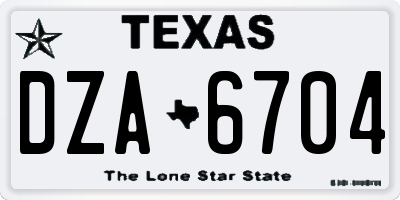 TX license plate DZA6704