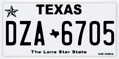 TX license plate DZA6705