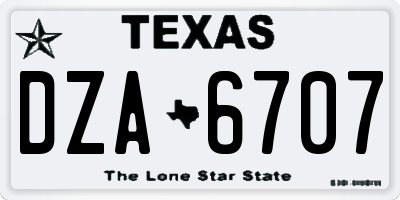 TX license plate DZA6707