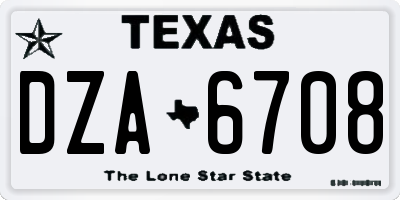 TX license plate DZA6708