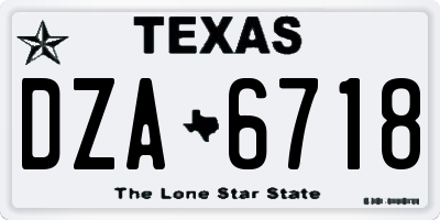 TX license plate DZA6718