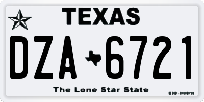 TX license plate DZA6721