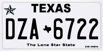 TX license plate DZA6722