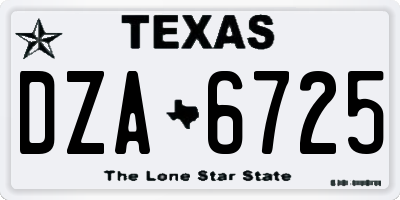 TX license plate DZA6725