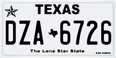 TX license plate DZA6726