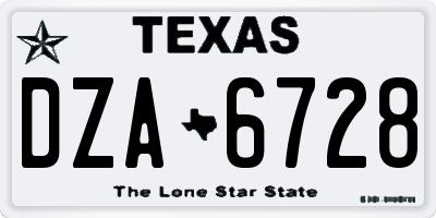 TX license plate DZA6728