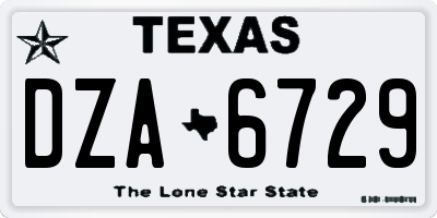 TX license plate DZA6729