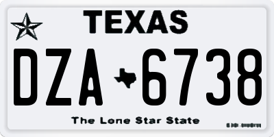 TX license plate DZA6738