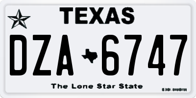 TX license plate DZA6747