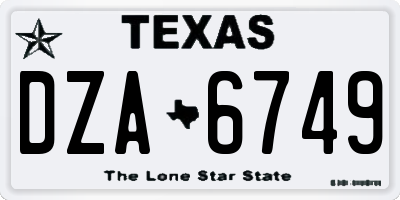 TX license plate DZA6749