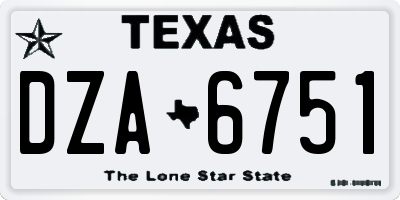 TX license plate DZA6751