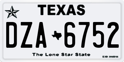 TX license plate DZA6752
