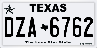 TX license plate DZA6762