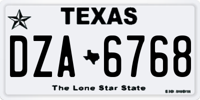 TX license plate DZA6768