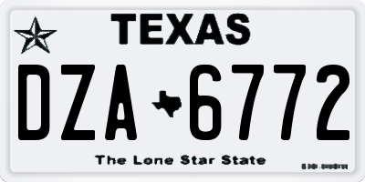 TX license plate DZA6772