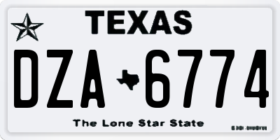 TX license plate DZA6774