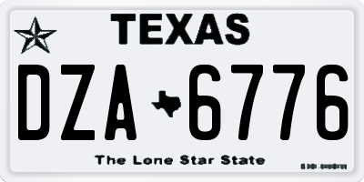 TX license plate DZA6776
