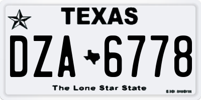 TX license plate DZA6778