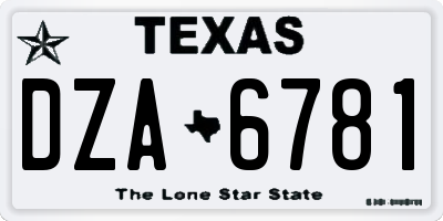 TX license plate DZA6781