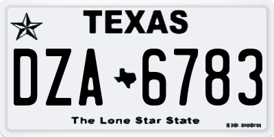 TX license plate DZA6783