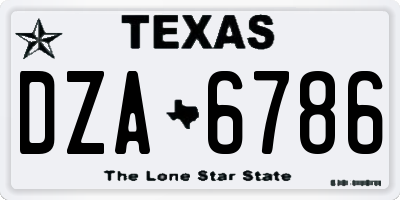 TX license plate DZA6786