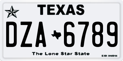 TX license plate DZA6789