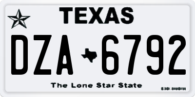 TX license plate DZA6792
