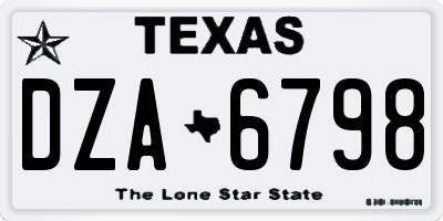 TX license plate DZA6798