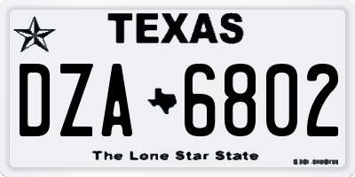 TX license plate DZA6802