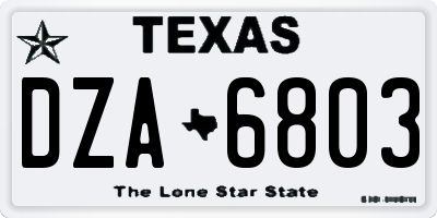 TX license plate DZA6803
